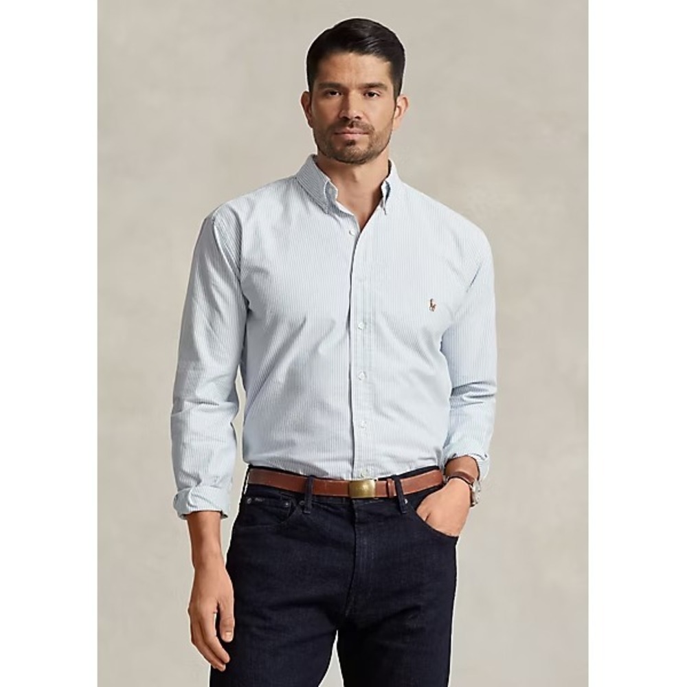 Polo Ralph Lauren Striped Oxford Button Down Shirt Blue White 2XB Cotton Preppy